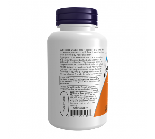 L-триптофан, Double Strength L-Tryptophan, Now Foods, 60 таблеток