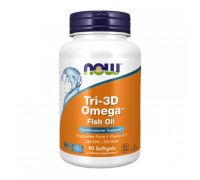 Триглицеридная форма Омега-3 + витамин Д3, Tri-3D Omega, Now Foods, 90 капсул