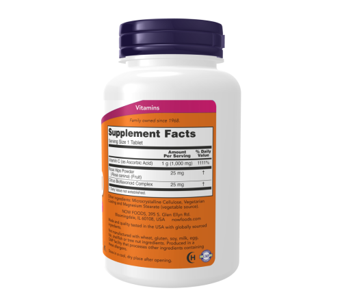 Витамин С с шиповником и биофлавоноидами, Vitamin C, Now Foods, 250 таблеток