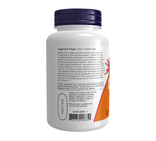 Витамин С с шиповником и биофлавоноидами, Vitamin C, Now Foods, 250 таблеток