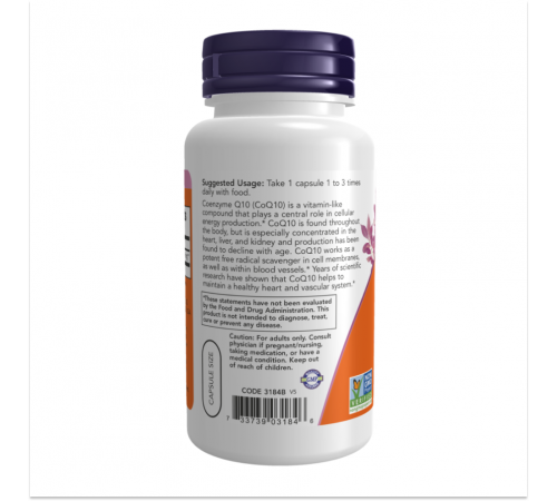 Коэнзим Q10, CoQ10, Now Foods, 120 вегетарианских капсул