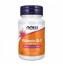Витамин Д3, Vitamin D3, Now Foods, 180 желатиновых капсул