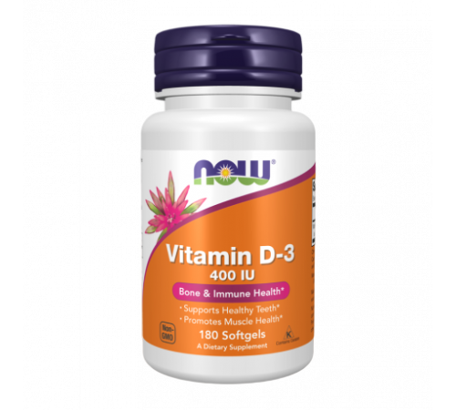 Витамин Д3, Vitamin D3, Now Foods, 180 желатиновых капсул