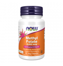 Метилфолат (Фолиевая кислота), Methyl Folate, Now Foods, 50 вегетарианских капсул