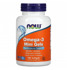 Омега-3 жирные кислоты, Omega-3 Mini Gels, Now Foods, 180 капсул