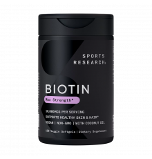 Биотин Max Strength, Biotin, Sports Research, 120 капсул