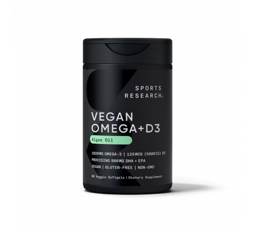 Вегетарианский витамин Д3, Vegan D3, Sports Research, 60 капсул