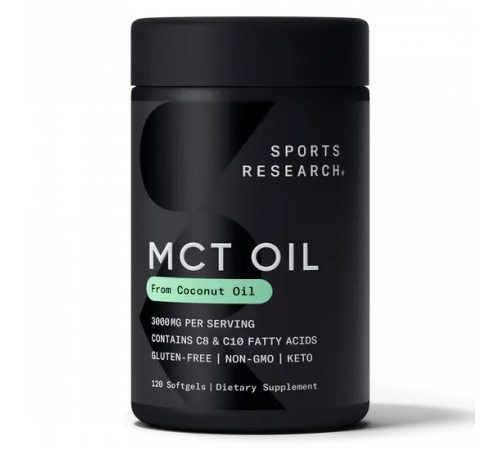 Масло с жирными кислотами МСТ в капсулах, MCT Oil, Sports Research, 120 капсул