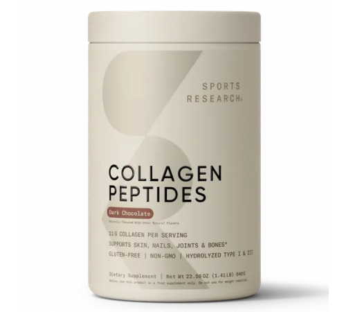 Коллаген "Тёмный шоколад", Collagen Peptides Dark Chocolate, Sports Research, 640 гр