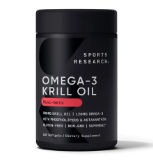 Масло антарктического криля SUPERBA с астаксантином, Antarctic krill oil SUPERBA, Sports Research, 120 капсул