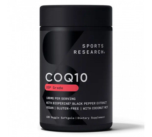 Коэнзим Q10, CoQ10, Sports Research, 120 капсул