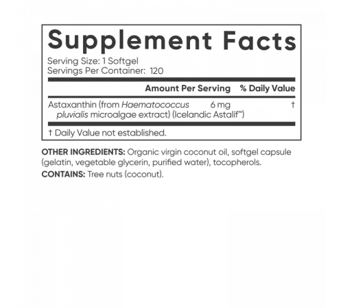 Астаксантин из микроводорослей, Astaxanthin, Sports Research, 120 капсул