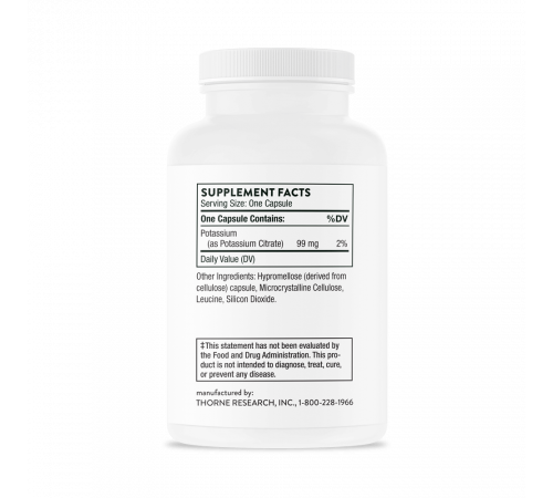 Цитрат калия, Potassium Citrate, Thorne, 90 капсул