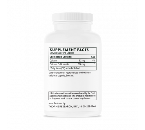D-глюкарат кальция, Calcium D-Glucarate, Thorne, 90 капсул