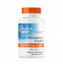 Коэнзим Q10 с высокой степенью всасывания с биоперином, High Absorption CoQ10 with BioPerine, Doctor's Best, 120 капсул