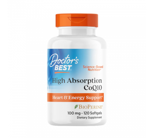 Коэнзим Q10 с высокой степенью всасывания с биоперином, High Absorption CoQ10 with BioPerine, Doctor's Best, 120 капсул