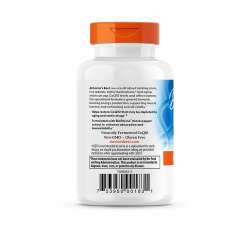 Коэнзим Q10 с высокой степенью всасывания с биоперином, High Absorption CoQ10 with BioPerine, Doctor's Best, 120 капсул