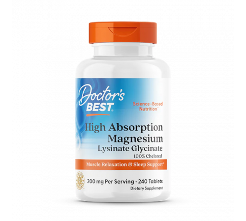 Магний с высокой усваиваемостью, High Absorption Magnesium, Doctor's Best, 240 таблеток