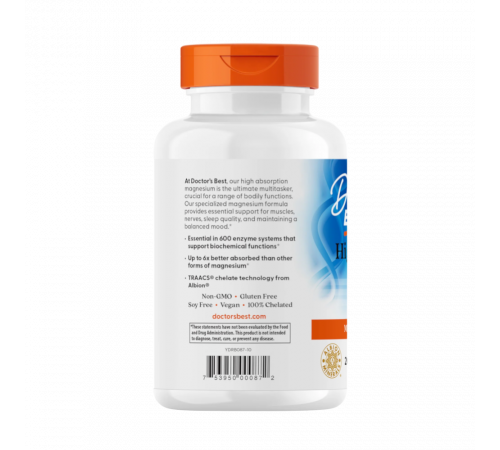 Магний с высокой усваиваемостью, High Absorption Magnesium, Doctor's Best, 240 таблеток