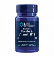 Фолат с Витамином B12, Folate & Vitamin B12, Life Extension, 90 вегетарианских капсул