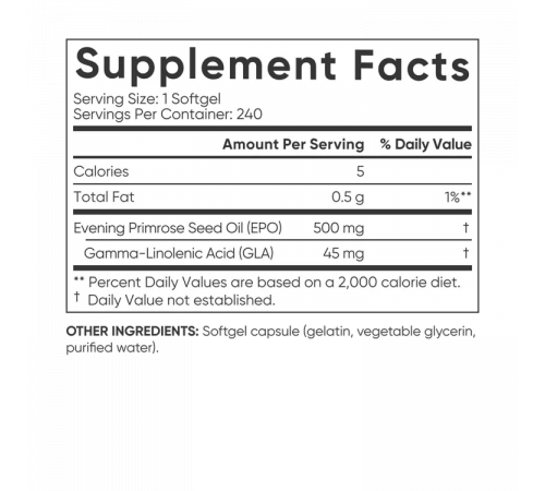 Масло примулы вечерней, Evening Primrose Oil, Sports Research, 240 капсул