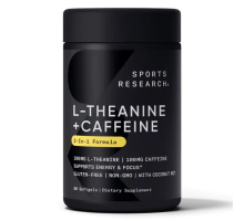 L-теанин и кофеин с маслом MCT, L-Theanine and Caffeine, Sports Research, 60 капсул