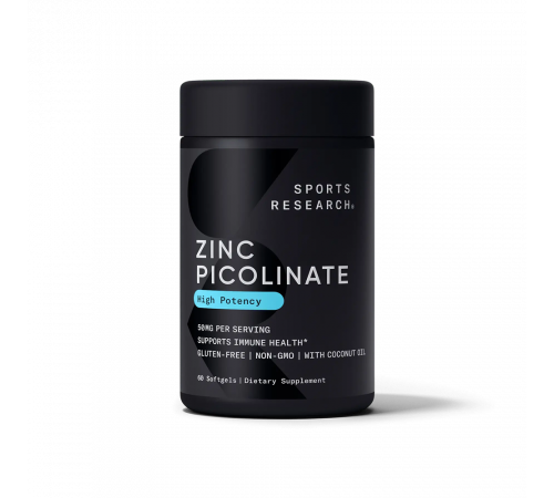 Пиколинат цинка, Zinc Picolinate, Sports Research, 60 капсул