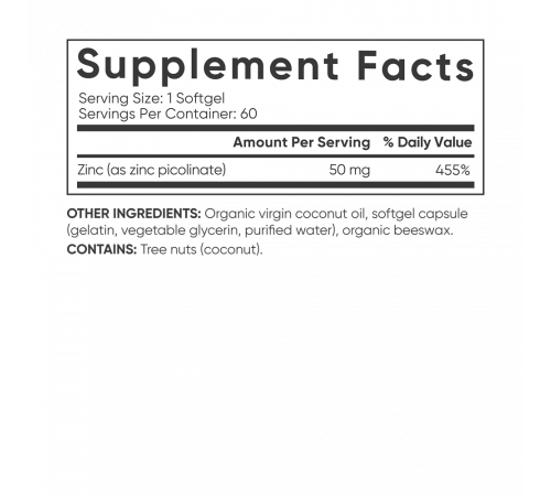 Пиколинат цинка, Zinc Picolinate, Sports Research, 60 капсул