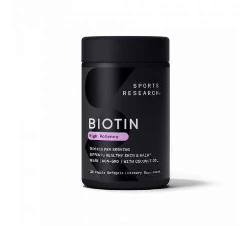 Биотин High Potency, Biotin, Sports Research, 120 капсул