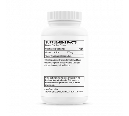 Альфа-липоевая кислота, Alpha-Lipoic Acid, Thorne, 60 капсул