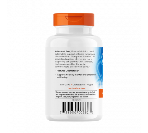 Активный фолат с кватрефоликом, Fully Active Folate With Quatrefolic, Doctor's Best, 90 капсул