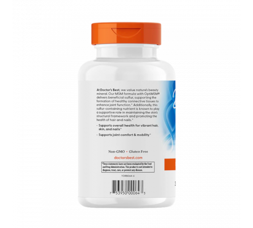 МСМ с OptiMSM, MSM with OptiMSM, Doctor's Best, 180 капсул