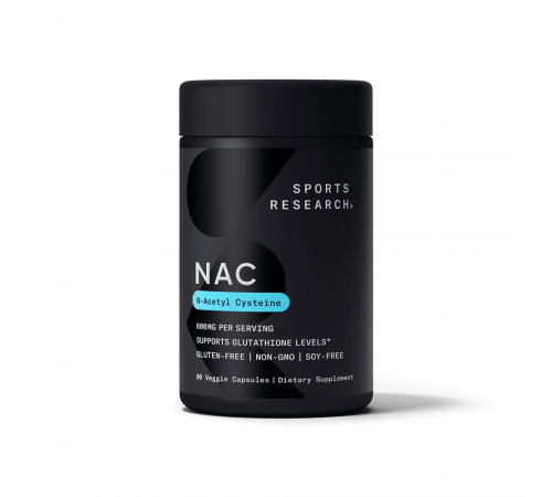 N-Ацетилцистеин, NAC N-Acetyl-L-Cysteine, Sports Research, 90 вегетарианских капсул