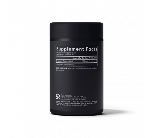 N-Ацетилцистеин, NAC N-Acetyl-L-Cysteine, Sports Research, 90 вегетарианских капсул