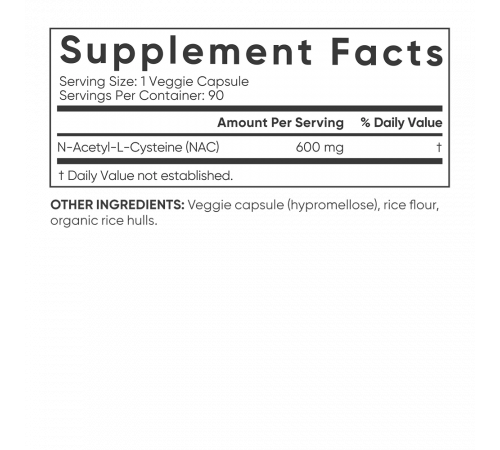 N-Ацетилцистеин, NAC N-Acetyl-L-Cysteine, Sports Research, 90 вегетарианских капсул