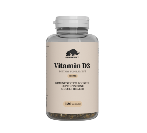 Витамин Д3, Vitamin D3, Prime Kraft, 120 желатиновых капсул