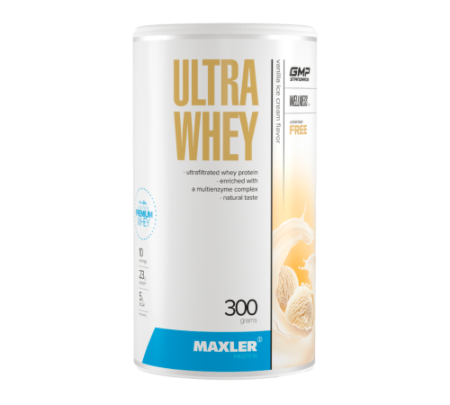 Сывороточный протеин Ванильное мороженое, Ultra Whey Vanilla Ice Cream, Maxler, 300 г