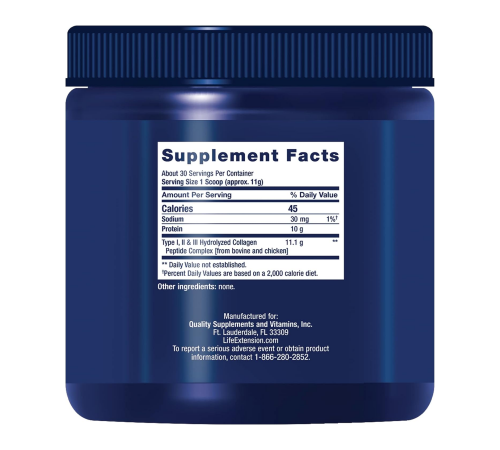 Пептиды коллагена, Collagen peptides for skin & joints, Life Extension, 343 г
