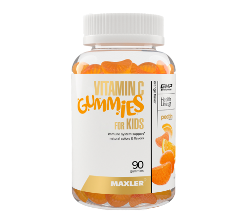 Витамин C для детей Апельсин, Vitamin C For Kids Orange, Maxler, 90 жевательных пастилок