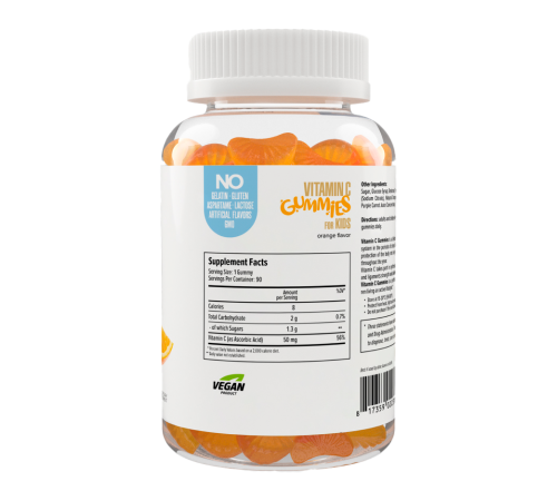 Витамин C для детей Апельсин, Vitamin C For Kids Orange, Maxler, 90 жевательных пастилок