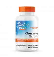 Экстракт корицы с Cinnulin PF, Cinnamon Extract with Cinnulin PF, Doctor's best, 120 вегетарианских капсул
