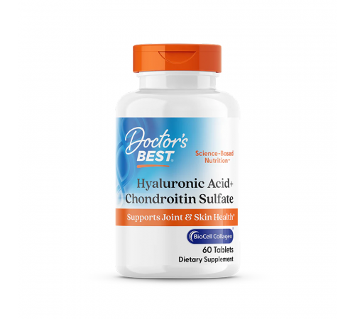 Коллаген с гиалуроновой кислотой и хондроитином, Hyaluronic Acid + Chondroitin Sulfate with BioCell Collagen, Doctor's Best, 60 таблеток