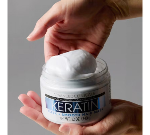Кератиновая маска для гладкости волос, Keratin Sleek + Smooth Hair Mask, Advanced Clinicals, 340 г