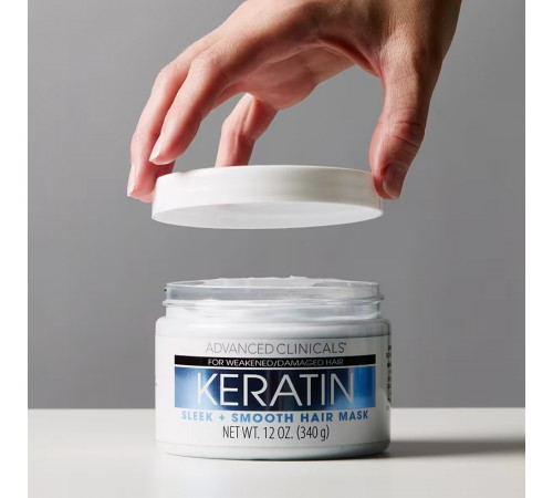 Кератиновая маска для гладкости волос, Keratin Sleek + Smooth Hair Mask, Advanced Clinicals, 340 г