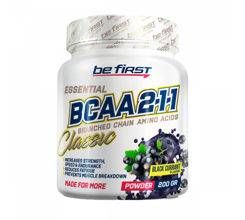 Аминокислотный комплекс со вкусом Черная смородина, BCAA 2:1:1 Classic Powder, Be First, 200 г
