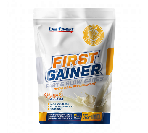 Гейнер со вкусом ванили, First Gainer Fast & Slow Carbs, Be First, 1000 г