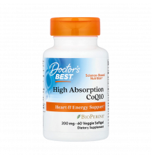 Коэнзим Q10 с биоперином, High Absorption CoQ10 with BioPerine, Doctor's Best, 60 вегетарианских капсул