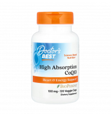 Коэнзим Q10 с биоперином, High Absorption CoQ10 with BioPerine, Doctor's Best, 120 вегетарианских капсул