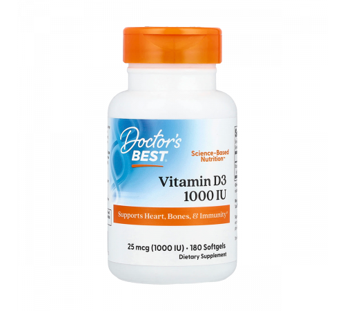 Витамин D3, Vitamin D3, Doctor's Best, 180 мягких капсул