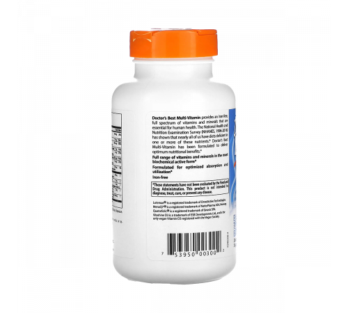Мультивитаминный комплекс, Multi-Vitamin, Doctor's Best, 90 вегетарианских капсул